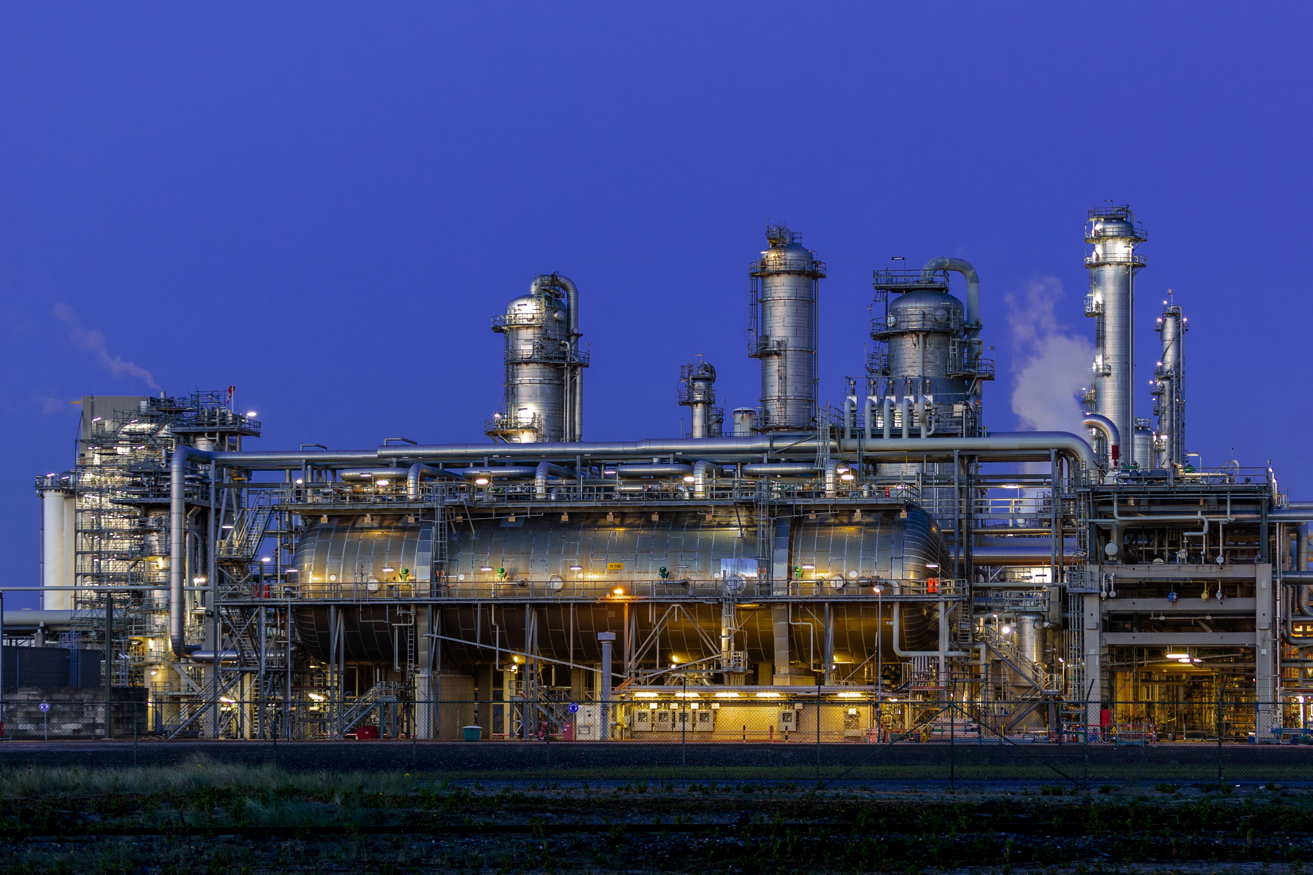 Industrial facility at dusk